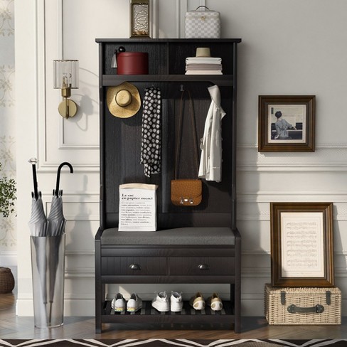 Hallway coat rack with bench sale