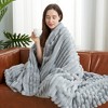 Amelie Home Soft Faux Fur Throw Blanket, Faux Rabbit Fur Striped Throw Blanket - 4 of 4