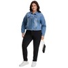 Women's Plus Size Corpped Denim Long Sleeve Button Down Casual Jean Jackets with Pockets - Agnes Orinda - 3 of 4