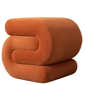 Cesicia S-shape Velvet Fabric Ottoman, Makeup Stool Footstool, 16.93" D × 19.69" W × 16.34" H - 1 of 4