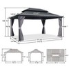 PURPLE LEAF Permanent Hardtop Gazebo Aluminum Frame Gazebo with Galvanized Steel Double Roof, UV-Resistant, Netting & Curtains included - Grey - 2 of 4