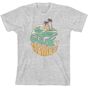 Gulf of Mexico Wave Text Youth Crew Neck Short Sleeve Tee - 1 of 2