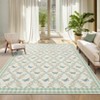Washable Modern Farmhouse Area Rug with Butterflies Print, Botanical Low Pile Soft Large Carpet for Home Decor - 2 of 4