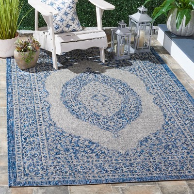 Safavieh Courtyard Light Grey and Blue Synthetic 8' x 11' Area Rug