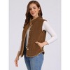Allegra K Women's Fleece Contrast Color Button Down Sleeveless Fuzzy Jacket Vest with Pockets - 2 of 4