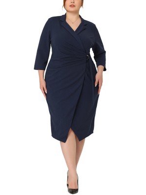 Agnes Orinda Women's Plus Size 1950s Elegant Retro Cocktail Sheath Midi Dresses