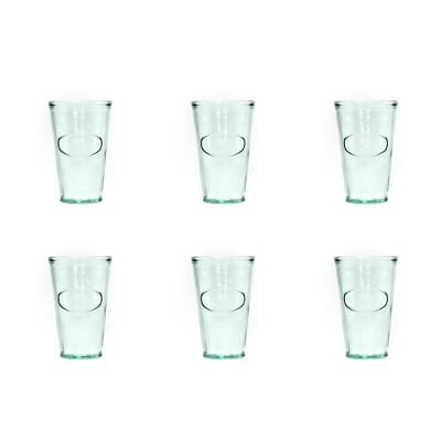 Amici Home Italian Recycled Green Bee Hiball Glass, 16oz, Set of 6