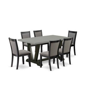 HomeStock 7-Piece Natural Oak Finish Solid Wood Top Dining Table with 6 Chairs - 1 of 4