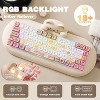 MaseiKar C68 Wireless Mechanical Keyboard,65% Layout,Hot Swap,Triple Mode BT5.0/2.4G/Wired, RGB Backlit ,Silicone Ergonomic Design(Brown, Milk Switch) - 3 of 4