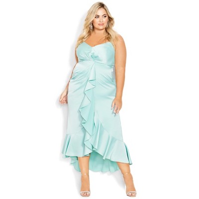 City Chic | Women's Plus Size Bella Ruffle Maxi Dress - Waterlily - 24w
