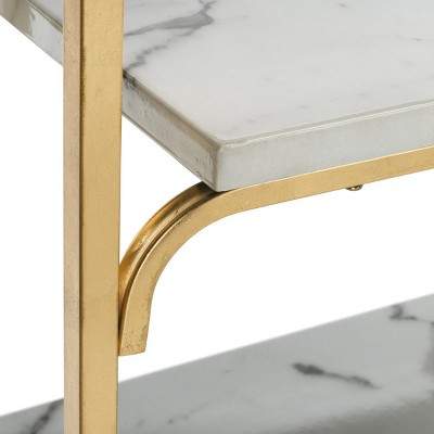 Transitional Gold & White Marble Veneer 4-Tier Etagere