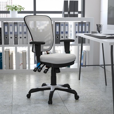 ErgoFlex White Mesh Mid-Back Executive Swivel Office Chair with Adjustable Arms