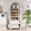 Kumasinova 71" Tall Arched Kitchen Pantry Cabinet with Glass Doors,Farmhouse Kitchen Storage Cabinet with Adjustable Shelves,Drawers for Kitchen - 2 of 4