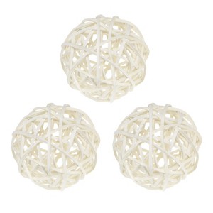 Unique Bargains Wicker Rattan Decorative DIY Crafts Balls for DIY Crafts 3.1 Inch 3 Pcs - 1 of 4