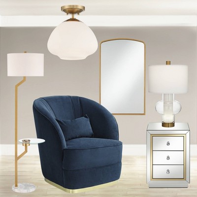 16'' Warm Brass Opal Glass Modern Semi-Flushmount Ceiling Light