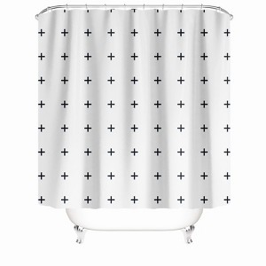 Black Plus Sign Shower Curtains for Bathroom Waterproof Fabric Bath Curtain Durable Soft Stylish Bathroom Decor 72x72 Inch - 1 of 1