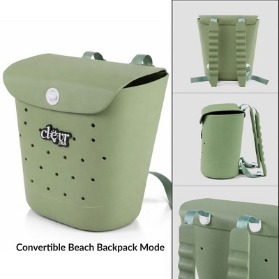 ClevrPlus Convertible Beach Tote Backpack Waterproof Sandproof EVA Rubber Pool Bag Green — фото 4