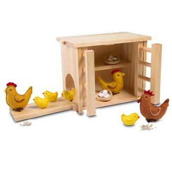 Magic Cabin - Wooden Chicken Coop and Felt Chickens Play Set Special for Kids