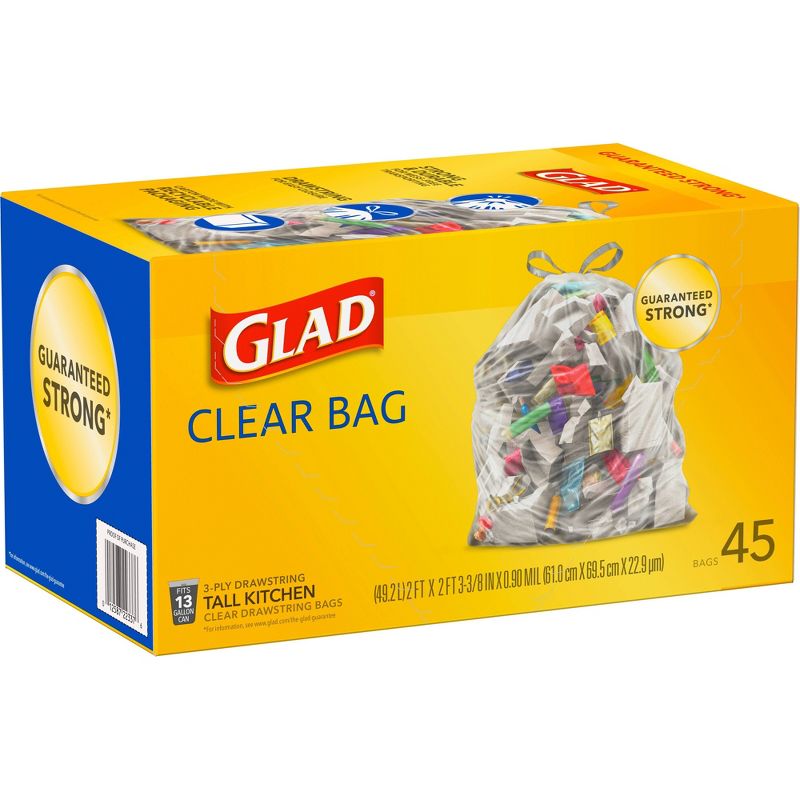 Glad Tall Kitchen Drawstring Recycling Bags + Clear Trash Bags - 13 Gallon - 45ct, 6 of 12