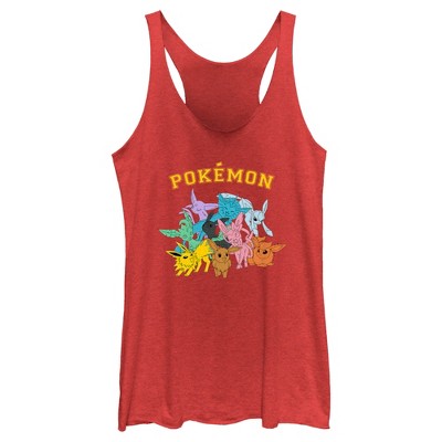 Women's Pokemon Eeveelutions Racerback Tank Top - Red Heather