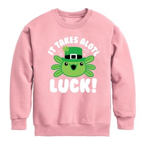 Boys' - Instant Message - St. Patrick's Day It Takes Alotl Luck Graphic Long Sleeve Fleece Sweatshirt - 1 of 3