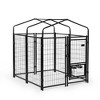 DOMETOUR Heavy Duty Dog House Dog Pen with Roof, Reversible Feeding Door, Stainless Steel Feeding Bowls for Small to Large Dogs Black - 4 of 4