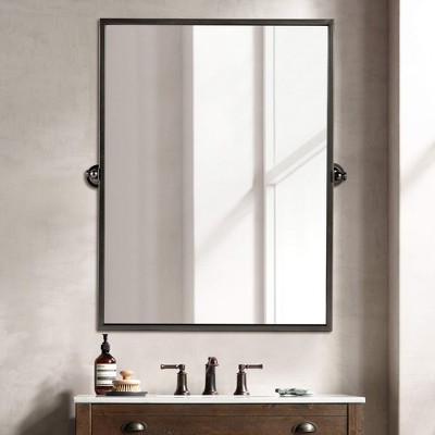 Black Framed Mirror,Rectangular Wall Mounted Cosmetic Mirror,Bathroom Mirror,Wall Hanging Mirror,Decorative Mirror-The Pop Home