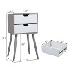 Sevobal Nightstands 2 Set Of Double Draw Nightstand With Drawers, Open Compartment, Elegant And Simple Design, Pine Wood Legs, Gray, 16"*12"*28" - 3 of 4