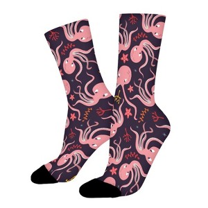 Cute Octopus Starfish Women Printed Crew Socks Funny Funky Socks Soft Polyester Novelty Gifts for Artists Men - 1 of 1