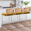 Bekrvio Bar Stools Set of 2/3/4, 26”/30" Barstool with Rattan Back, Velvet-Upholstered & Chrome Frame,Mid Century Modern Kitchen Stool for Island - 3 of 4