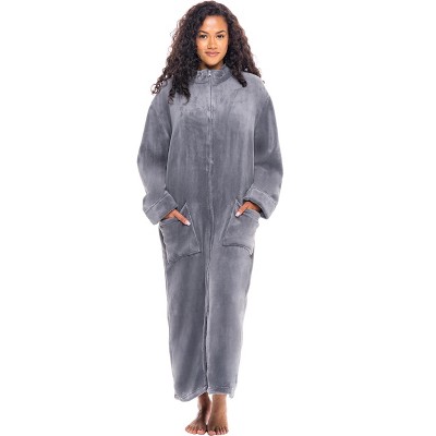 Alexander Del Rossa Women's Zip Up Plush Robe, Oversized Bathrobe With ...