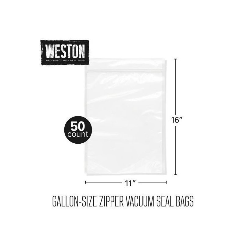 Weston Vacuum Sealer Zipper Bags Gallon 50Ct 30-0211-W, 1 of 2