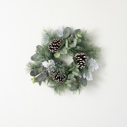 Sullivans 16-in Indoor/Outdoor Green Pine Artificial Christmas Wreath in  the Artificial Christmas Wreaths department at