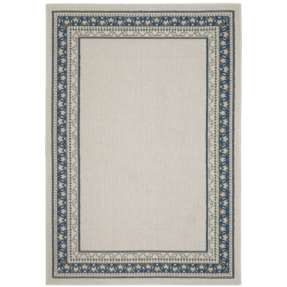 Photos - Area Rug 6'7"x9'2" Trinity Classic Border Patio  Beige/Blue - Captiv8e Desi