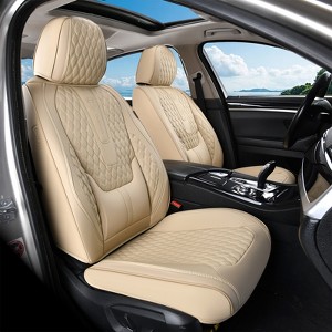 Coverado Car Seat Covers, Front and Rear Waterproof Faux Leather Auto Seat Protectors with Lumbar Support - 1 of 4