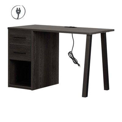 Zolten Desk 2 Drawers Gray Oak - South Shore: Laminated Particle Board, Enclosed Storage, Meets ASTM Standards