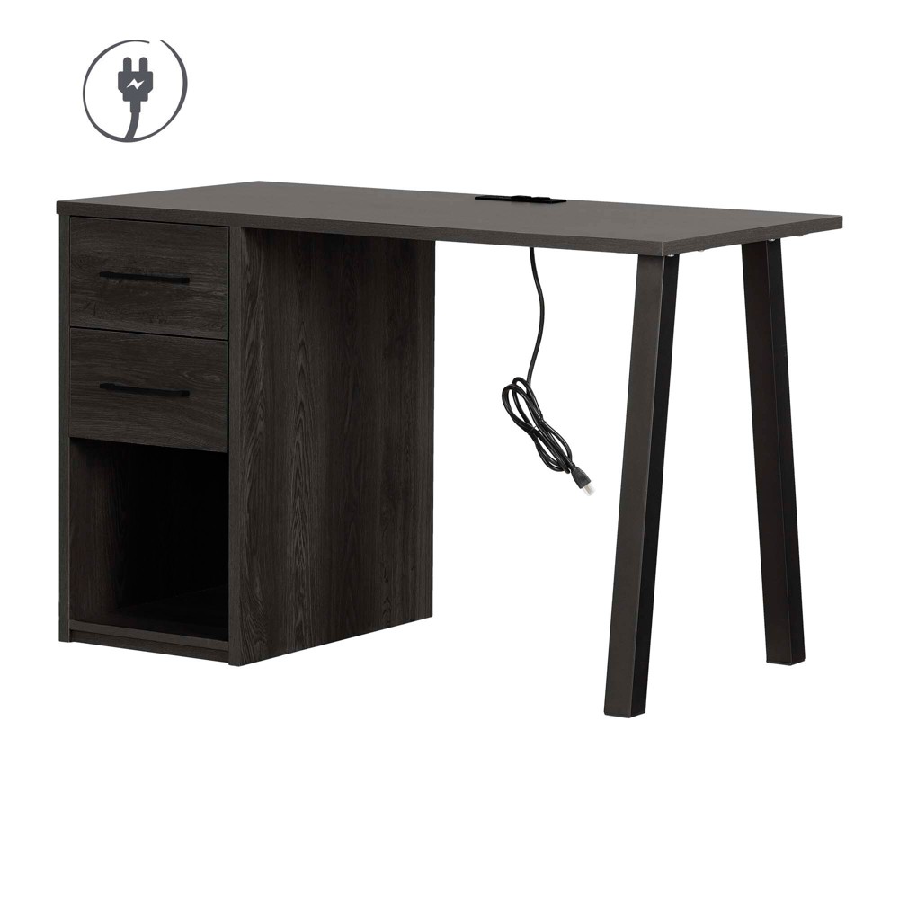 Photos - Office Desk Zolten Desk 2 Drawers Gray Oak - South Shore: Laminated Particle Board, En