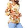 Nlife Women's Casual V Neck Floral Print 3/4 Length Sleeve Blouses Tropical Hawaiian Shirt Tops - 3 of 4