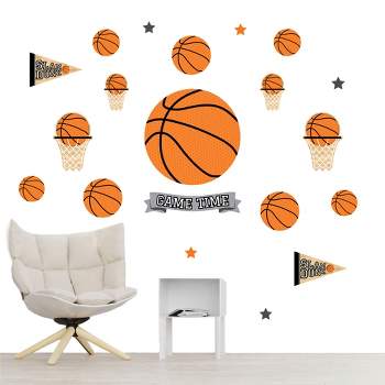 Big Dot of Happiness Nothin’ But Net - Basketball - Peel and Stick Sports Decor Vinyl Wall Art Stickers - Wall Decals - Set of 20