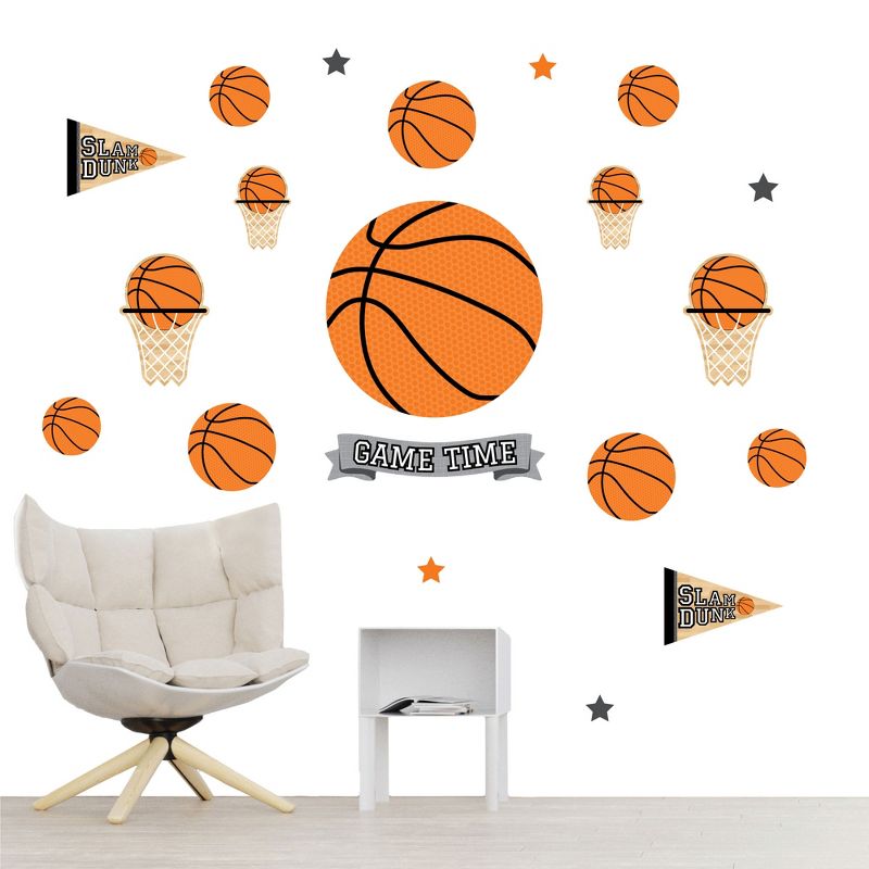 Big Dot of Happiness Nothin’ But Net - Basketball - Peel and Stick Sports Decor Vinyl Wall Art Stickers - Wall Decals - Set of 20, 1 of 10