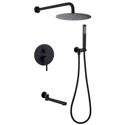 Single-Handle 3-Spray Round High Pressure Tub and Shower Faucet in Brushed Nickel (Valve Included)