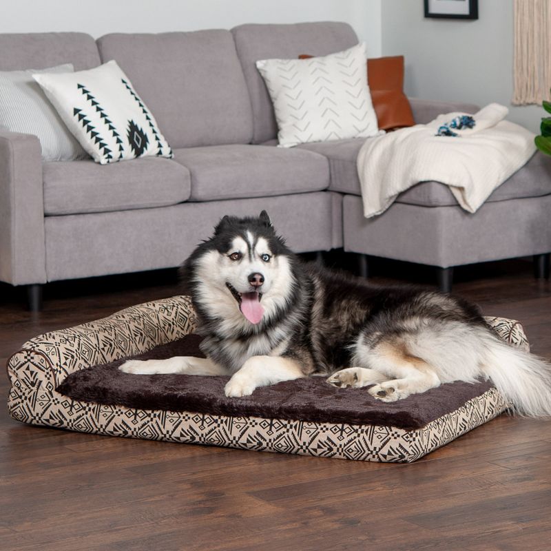 Southwest Kilim Deluxe Chaise Lounge Memory Top Sofa Dog Bed, 3 of 4