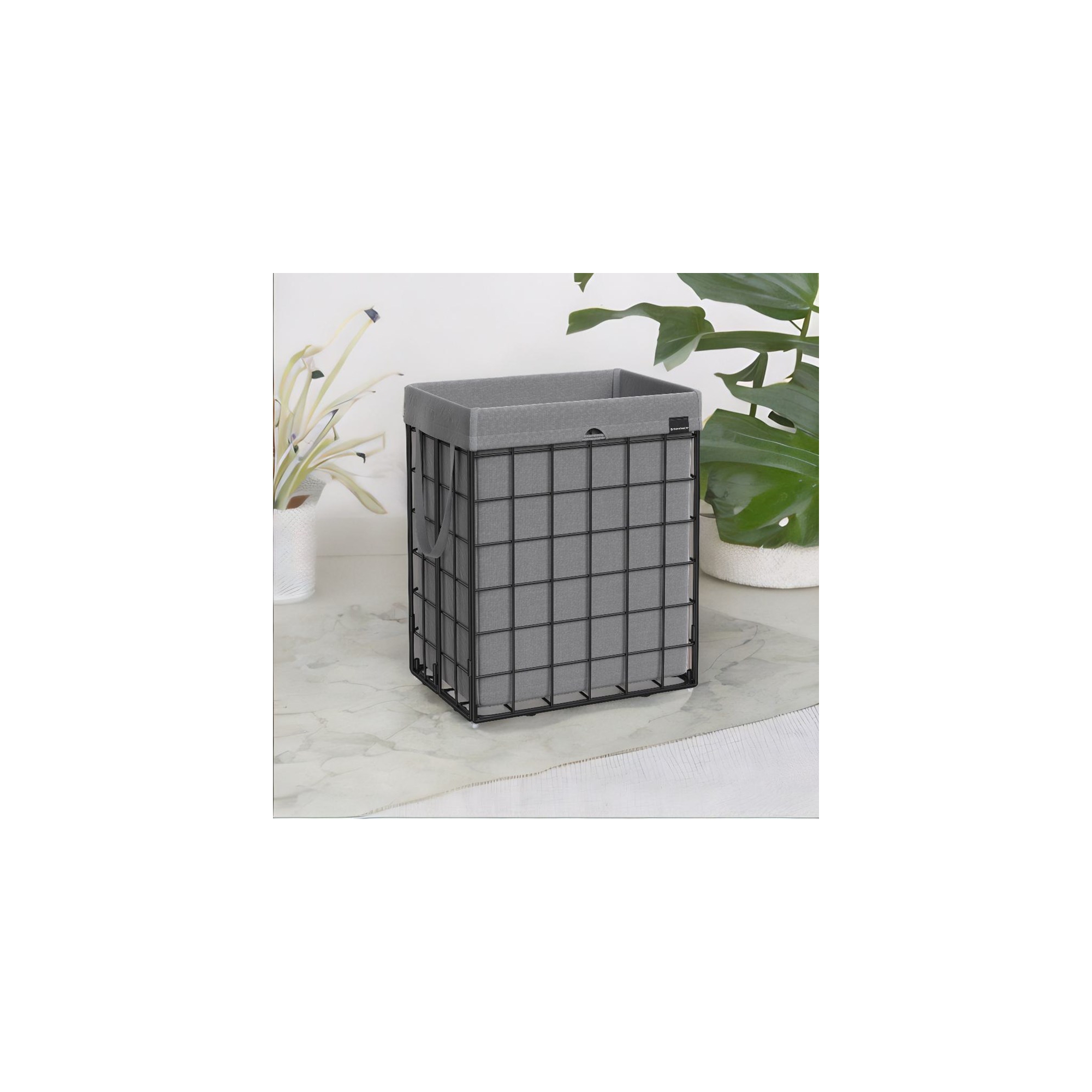 Laundry Hamper, 23.8 Gal (90L) Laundry Basket, Collapsible Clothes Hamper, Removable and Washable Liner, Black and Gray