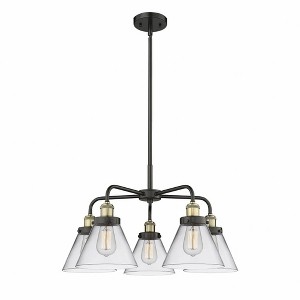 Cone - 5 Light Stem Hung Chandelier In Art Deco Style-15 Inches Tall and 25.75 Inches Wide - 1 of 1
