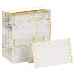 Best Paper Greetings 100 Pack Place Cards for Table Setting, Blank Name Cards for Wedding, Gold Foil Polka Dot Place Cards (2 x 3.5 In Folded)