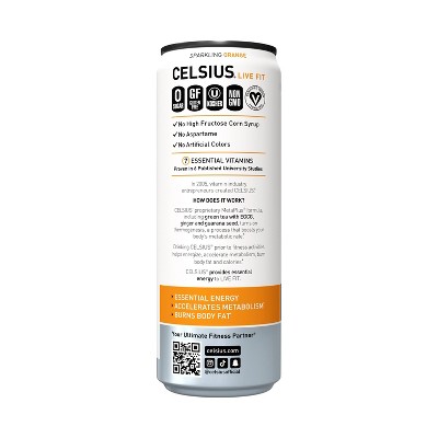 Celsius Sparkling Orange Energy Drink - 4pk/12 fl oz Cans