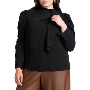 ELOQUII Women's Plus Size Drape Front Blouse - 1 of 4
