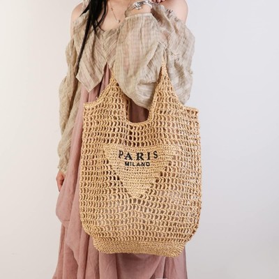 FATMOON Straw Mesh Tote Bag for Women Mesh Hollow Woven Beach Bag Large Travel Shoulder Handbags Hobo Bag