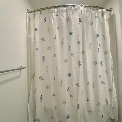 72x72 Livia Flora Silver-infused Antimicrobial Shower Curtain  Neutral/blue - Lush Décor : Target