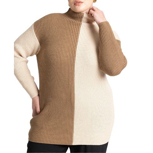 Eloquii Women s Plus Size Mock Neck Colorblock Sweater Target